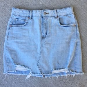 Denim distressed skirt